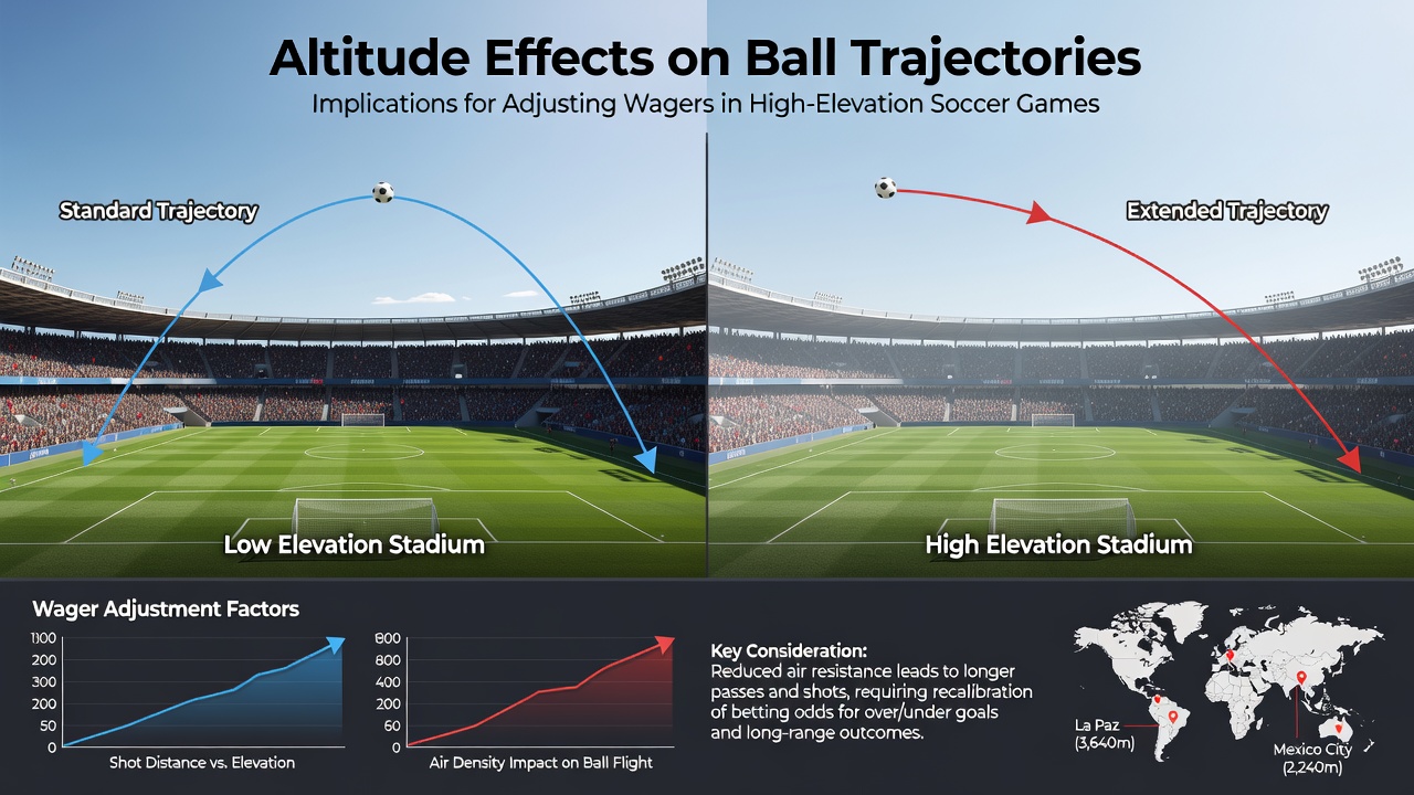 Vergleichende Grafik von Ballflugbahnen in hohen Lagen beim Fußball und auf Meeresspiegel beim Tennis mit annotierten Datenpunkten