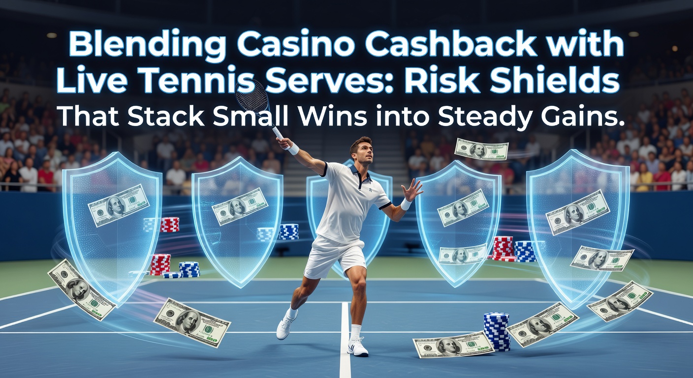 Grafik zeigt Cashback-Symbole und Tennis-Serve-Aufschläge, die sich zu einem schützenden Schild verbinden