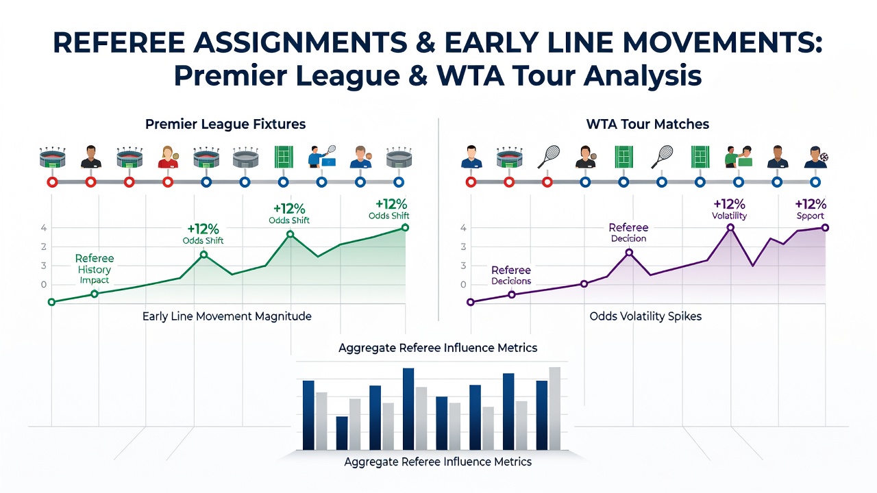 Darstellung historischer Schiedsrichterzuweisungen und deren Einfluss auf frühe Quotenbewegungen in Premier League und WTA