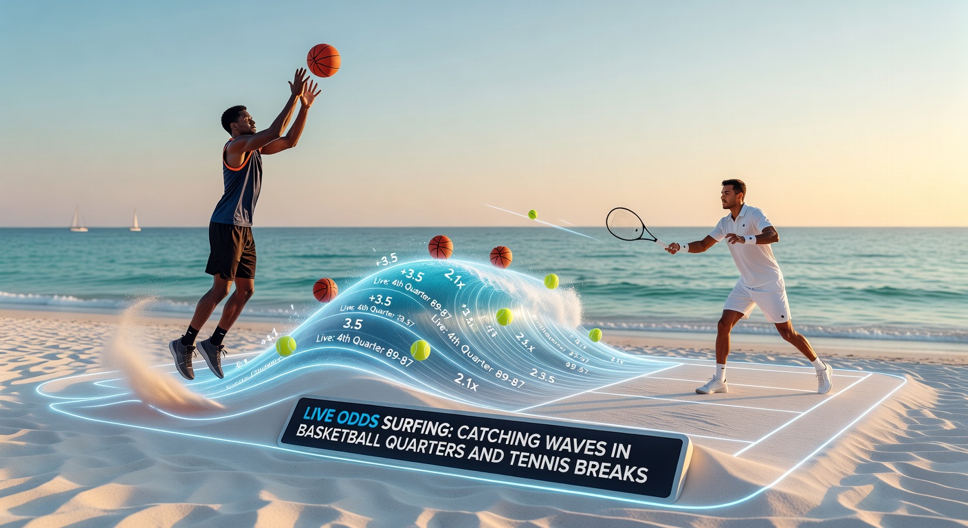 Grafik zeigt schwankende Live-Quoten in einem Basketballspiel mit Wellenform, die typische Odds-Bewegungen darstellt